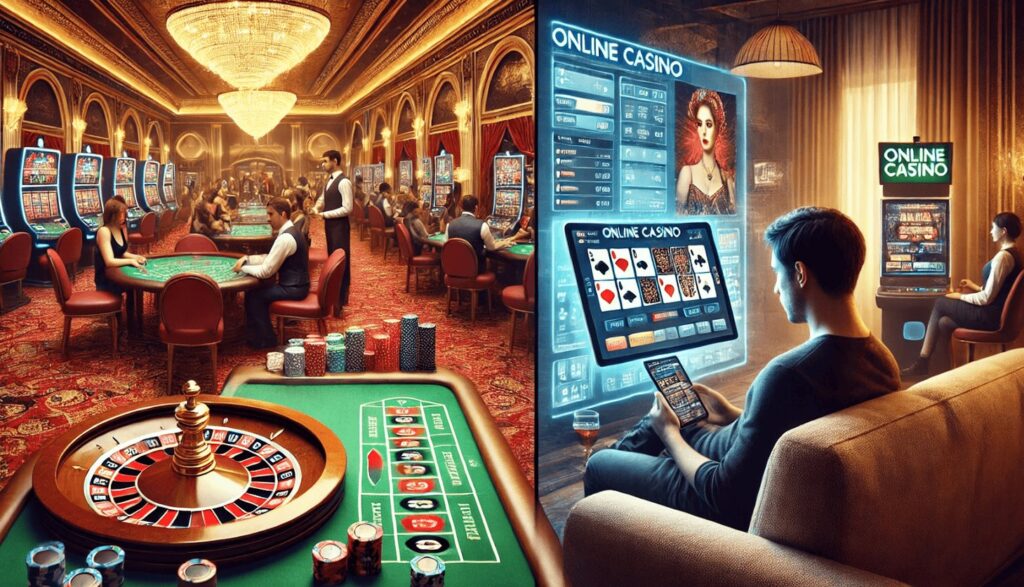 Comparativa entre la experiencia social de los casinos tradicionales y la privacidad que ofrecen los casinos online con tecnología avanzada.